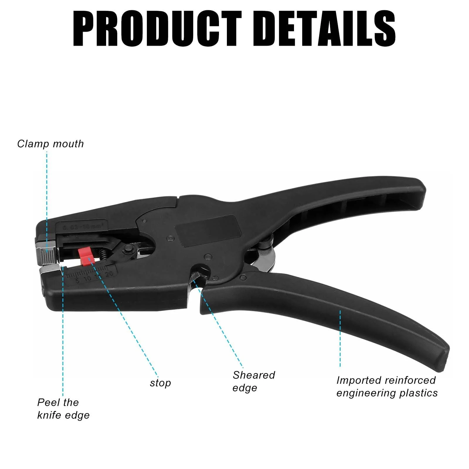 Автоматический стриппер 0.03-10 мм² многофункциональный с маленькими клещами и ползунком для регулировки силы зачистки каблерез, фото №3