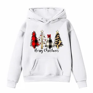 Рождественский джемпер с длинными рукавами для девочек, забавная рождественская толстовка с капюшоном, рождественский наряд, уродливая рождественская толстовка с оленем, снеговиком, принтом елки synthetic.ua - Фото 1