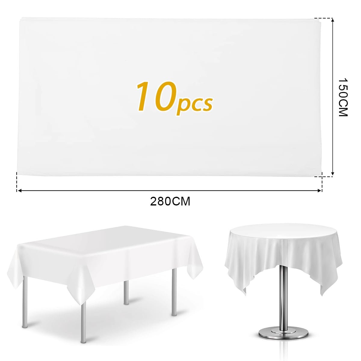 Скатертина одноразова Pack of 10 Waterproof Non-Woven PE White (150 x 280 см), фото №2