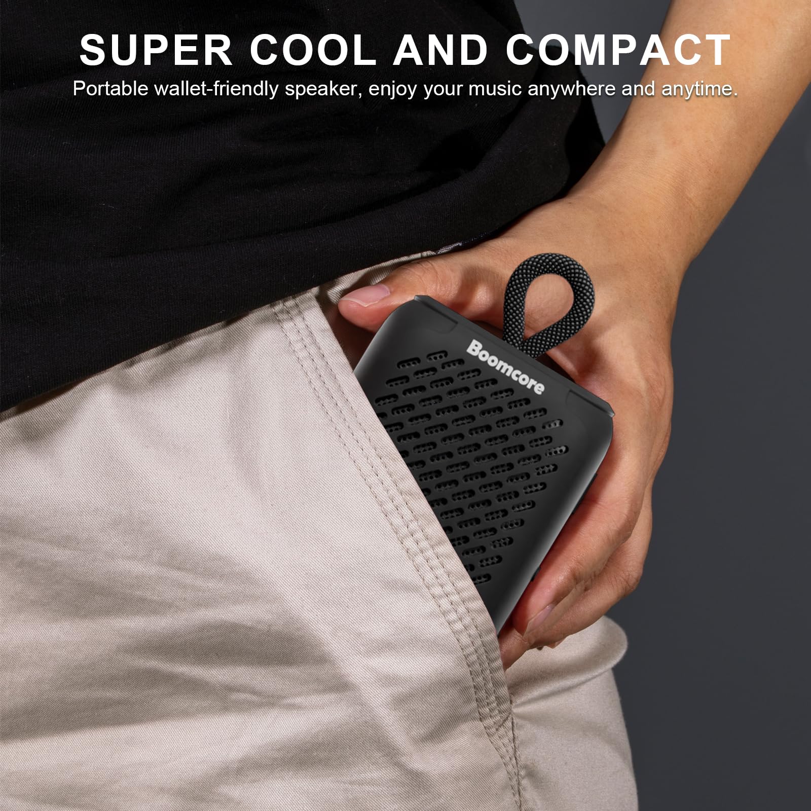 Портативна колонка Boomcore Small Bluetooth IPX7 Чорний, фото №5