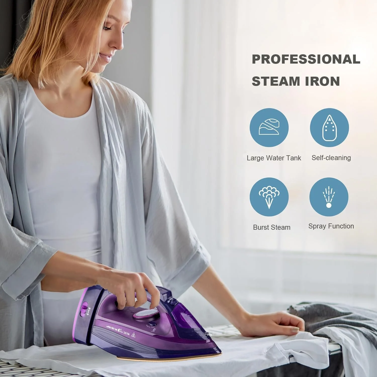 Бездротова парова праска 2400 Вт з керамічною підошвою, фото №3