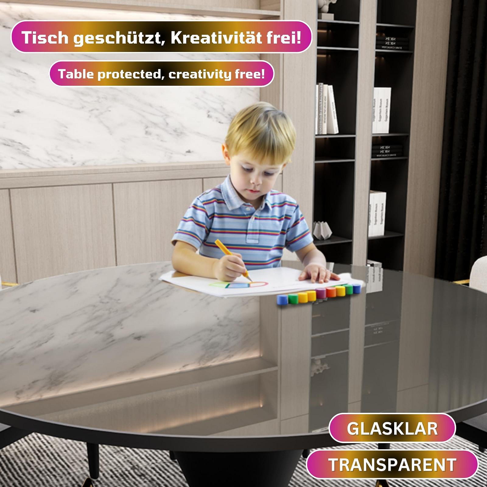 Скатертина-плівка Mayda 80 см 2 мм Transparent PVC Round Rounded Edges, фото №4