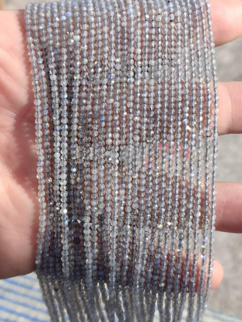 Натуральный лабрадорит, круглые граненые бусины 2-2,5 мм, нить длиной 33 см бусины из драгоценных камней для ожерелья и браслета, фото №2