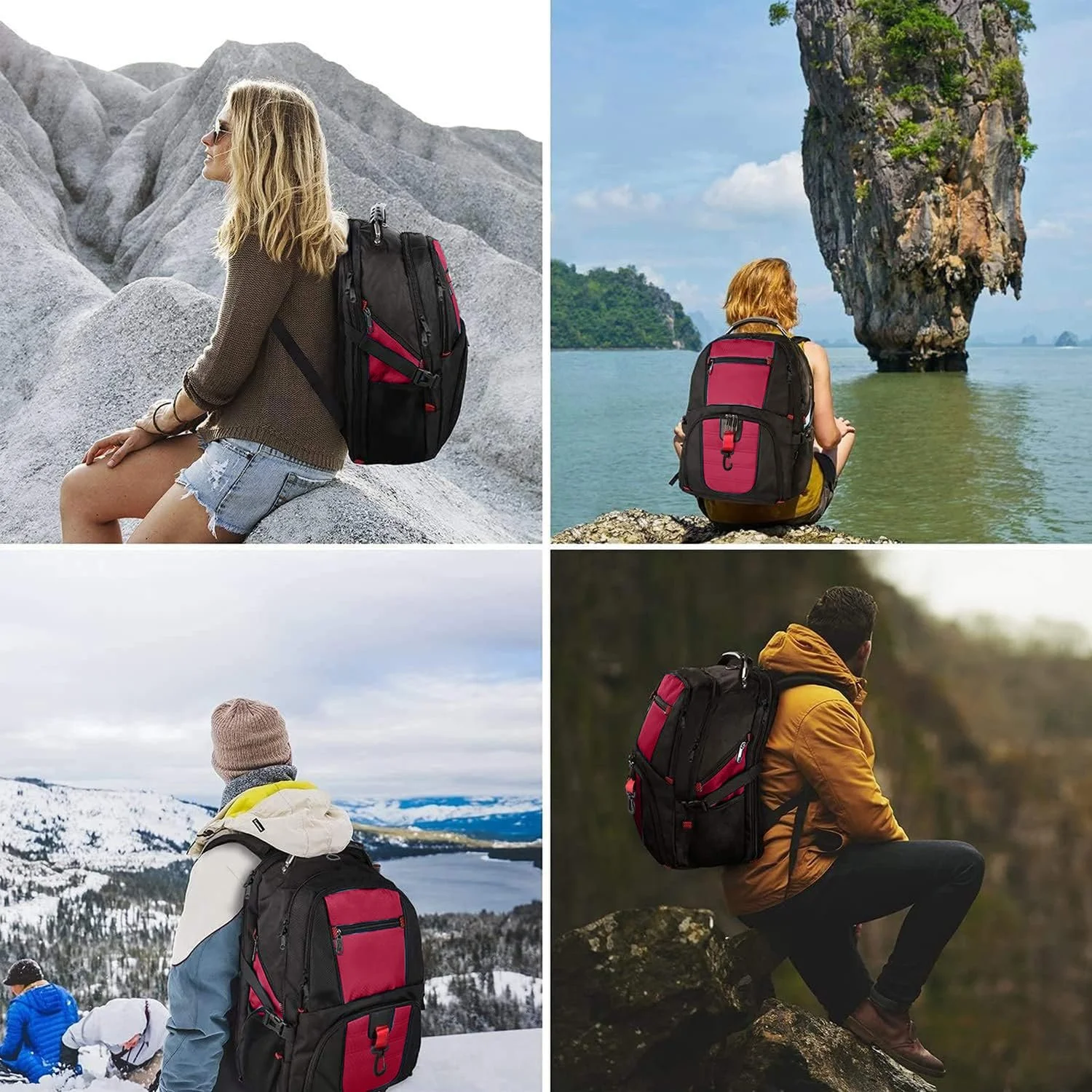 Рюкзак для ноутбука MATEIN Large 17.3 дюйма Waterproof Anti Theft Red, фото №6