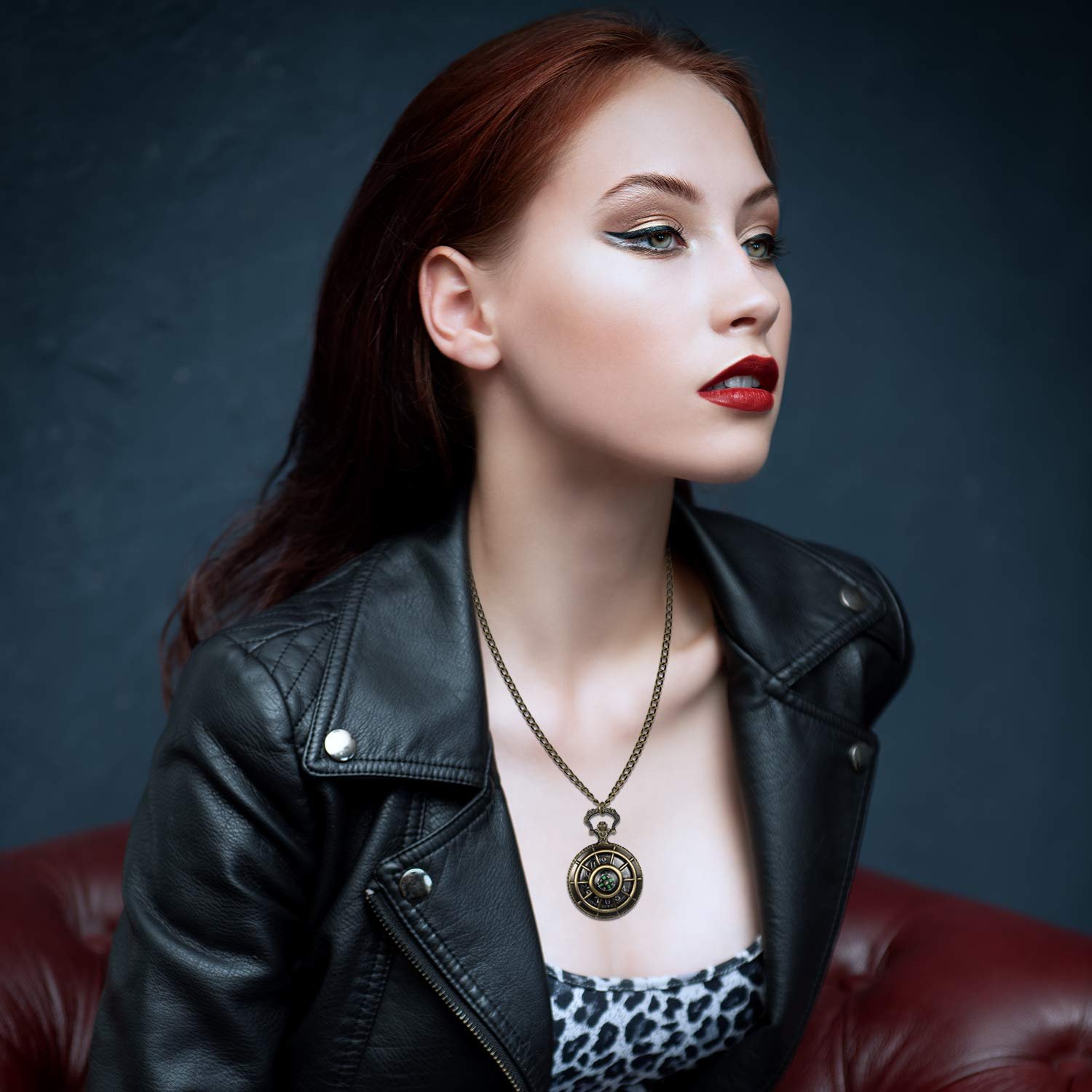 Карманные часы JewelryWe компас кварцевые аналоговые с цепочкой ожерельем, фото №6