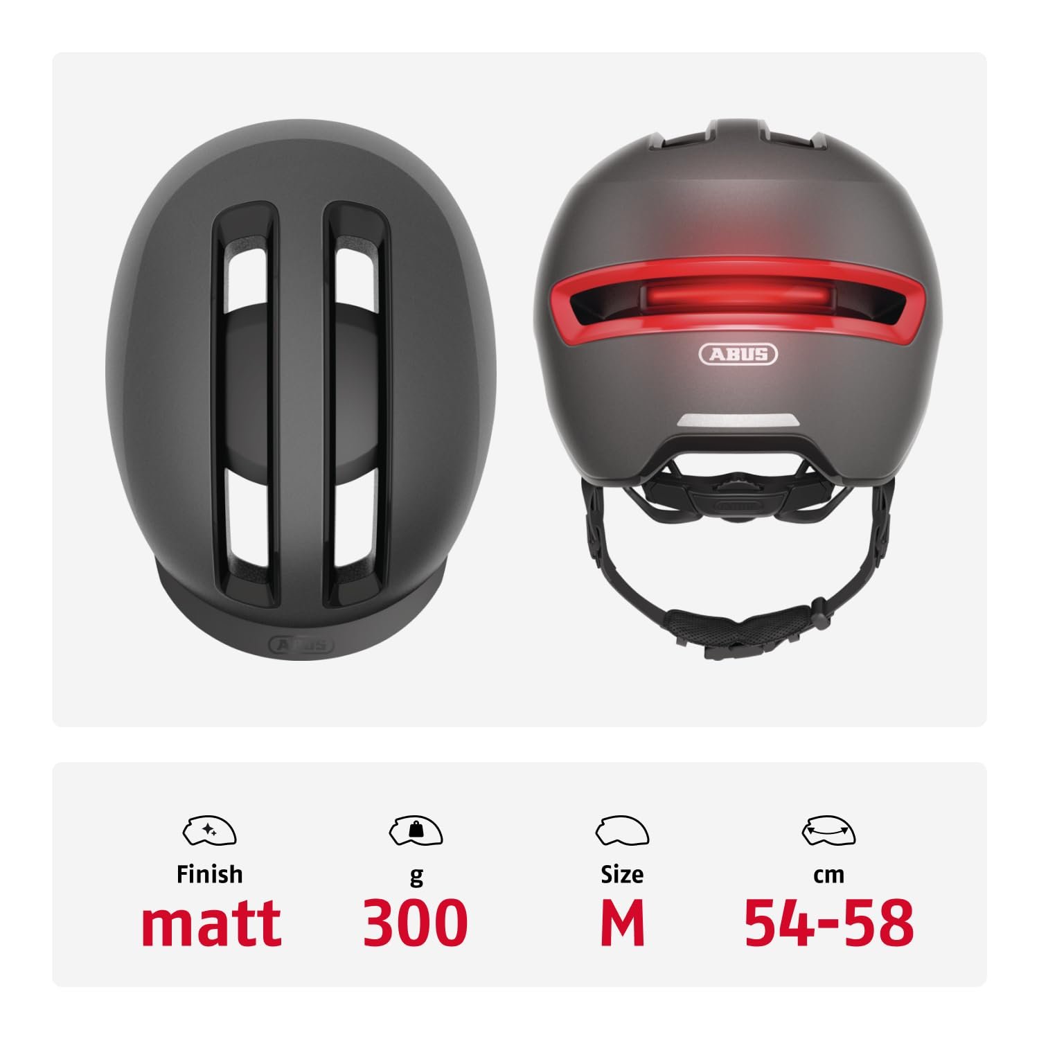 Шолом ABUS Urban HUD-Y з магнітним, перезаряджуваним LED заднім ліхтарем та магнітною застібкою, фото №3
