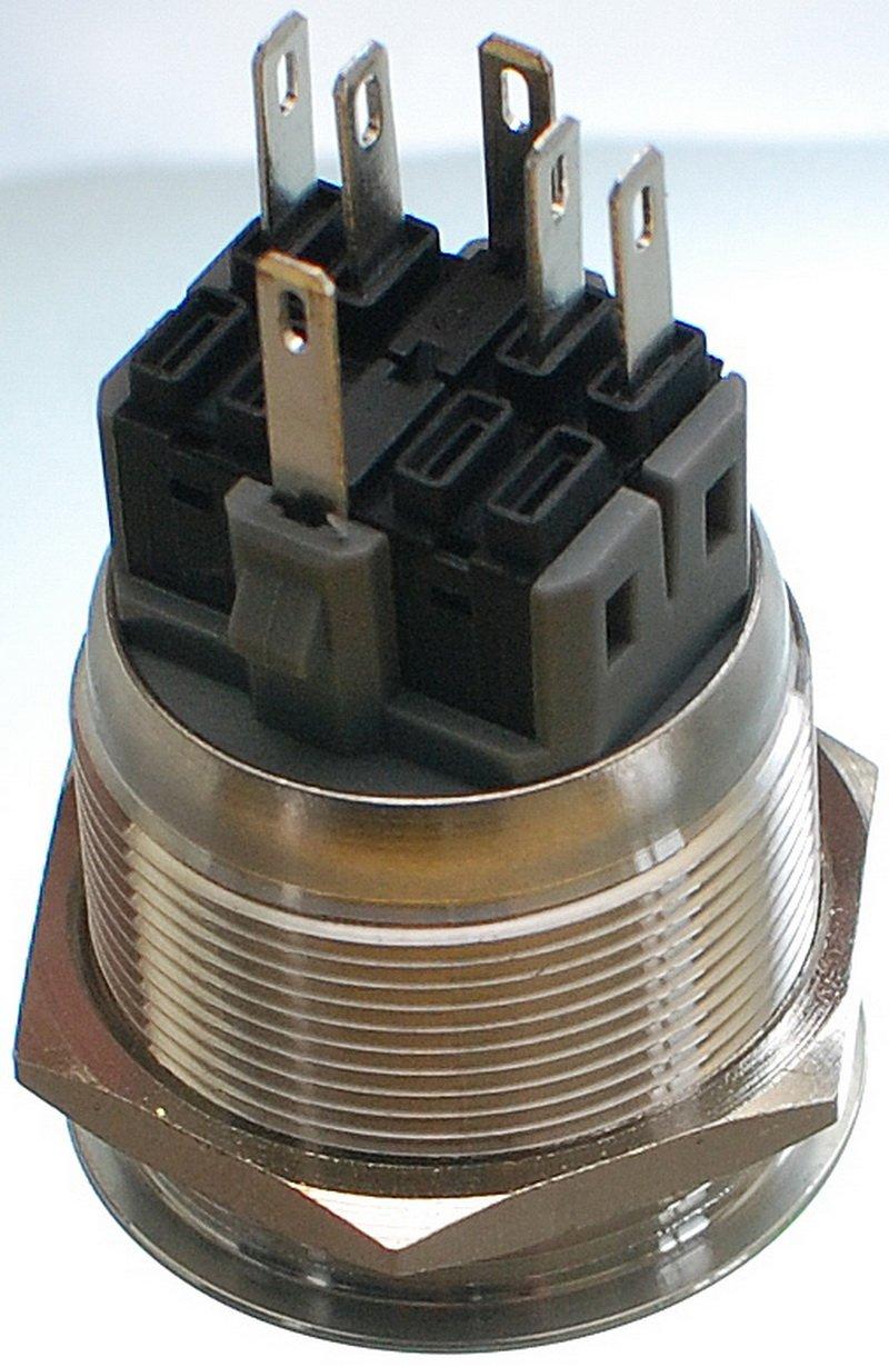 Кнопка антивандальна VJ Parts d28mm стрижка 25mm h34mm 6 контактів індикація, фото №2