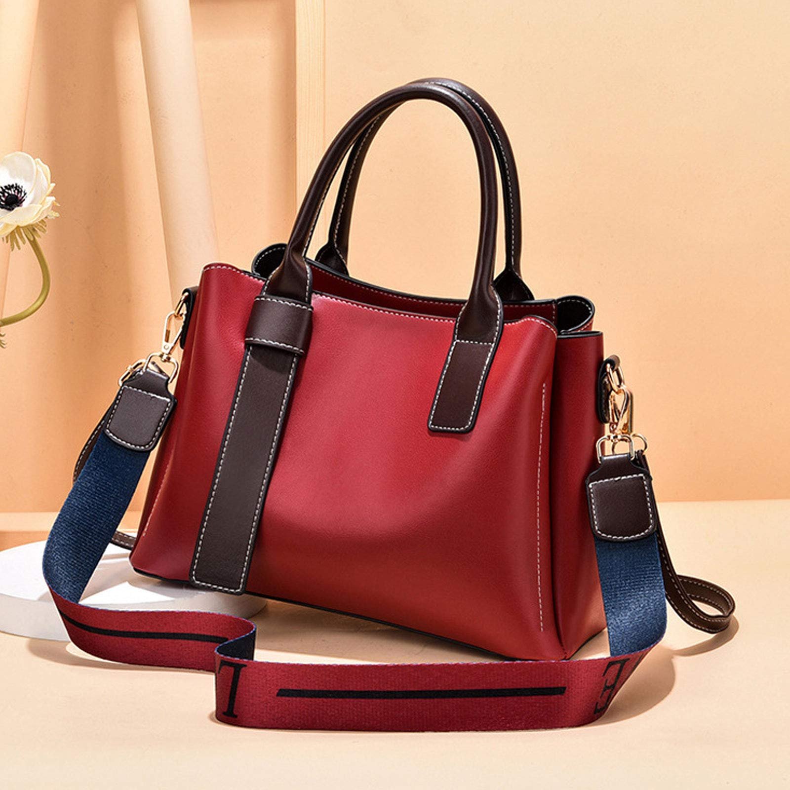 Сумка с ручкой сверху NICOLE & DORIS Элегантная, с несколькими карманами, красное вино, фото №3