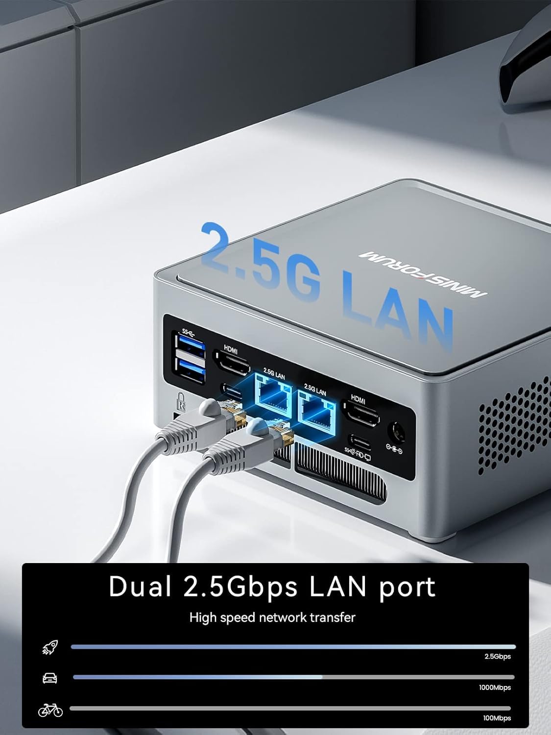 Mini ПК MINIS FORUM NAB5 Core i5-12450H 16GB DDR4/512GB SSD HDMI/USB-C WiFi BT USB 3.2 Gen2, фото №4