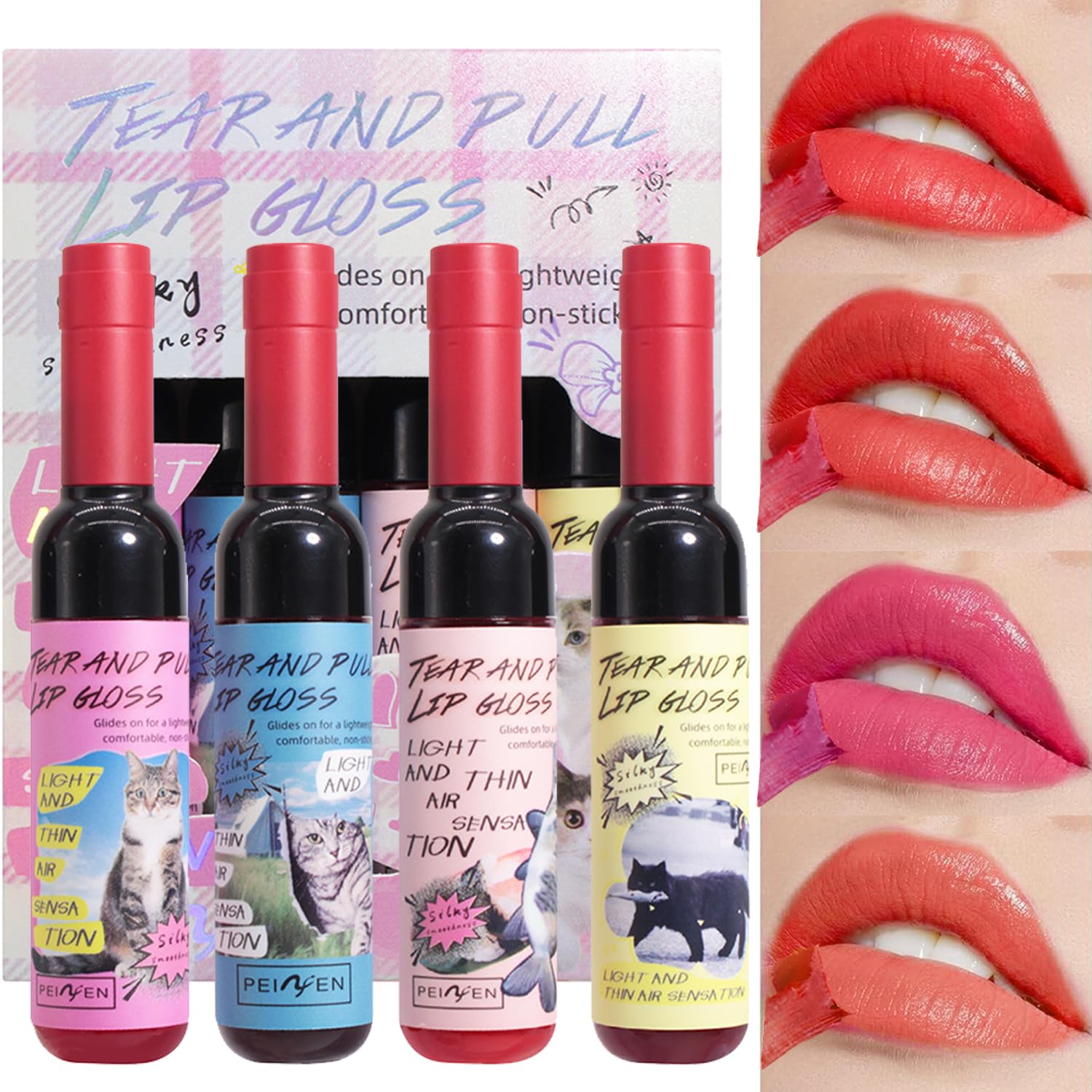 Набор блесков для губ Cute Cat Lip Gloss Set 4 шт., фото №1