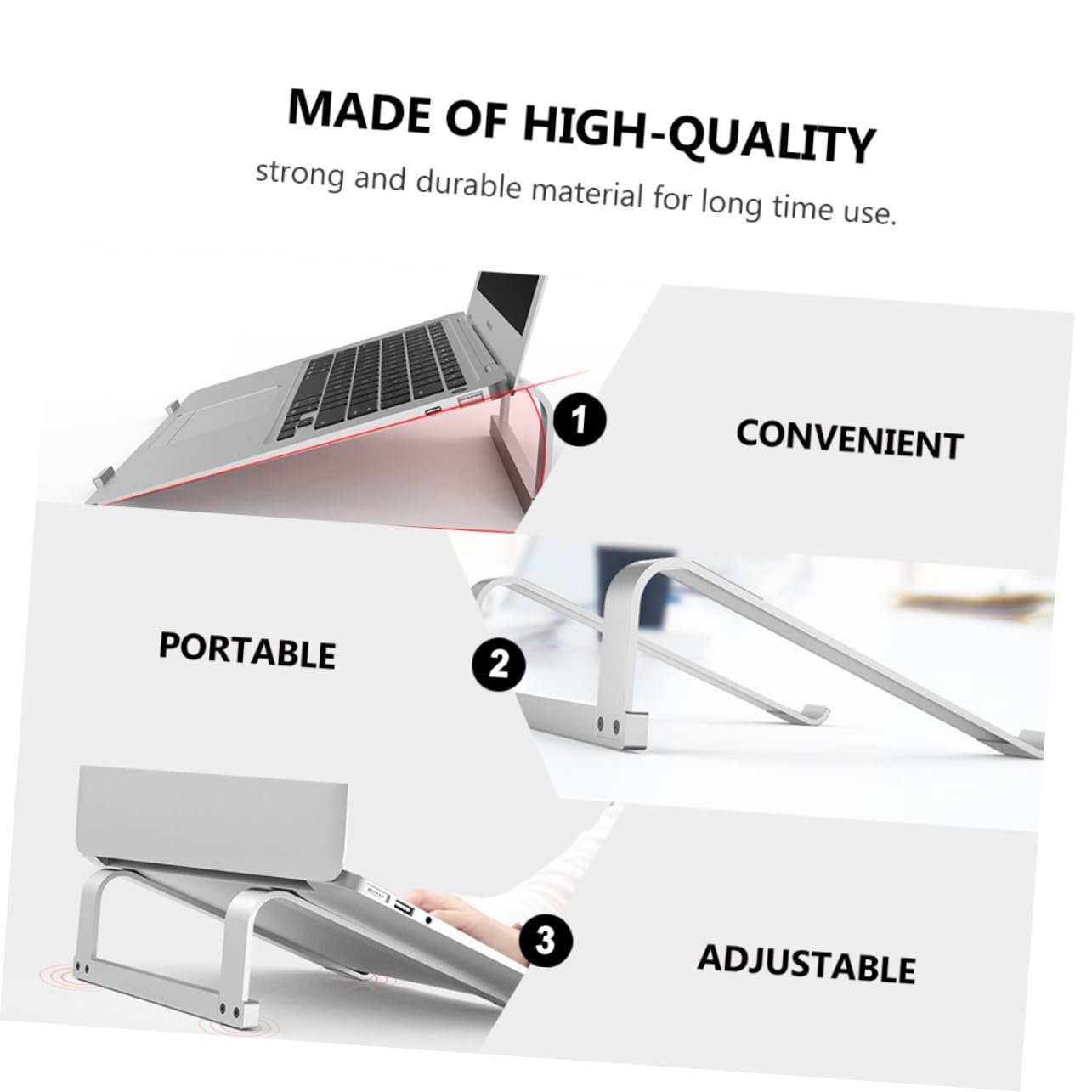 Підставка для ноутбука алюмінієва з регульованою висотою, складаний, фото №9 Підставка для ноутбука алюмінієва з регульованою висотою, складаний, фото №9