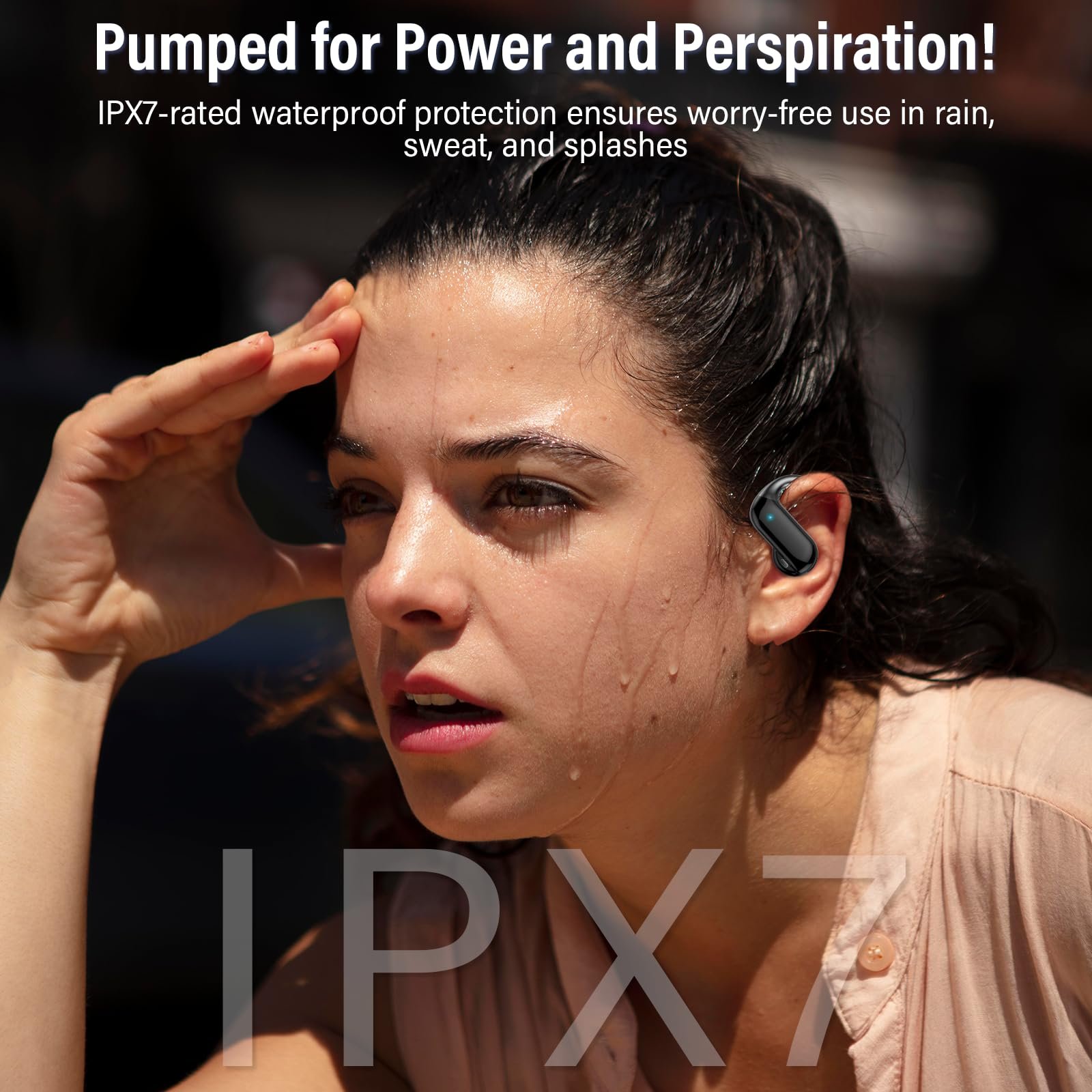 Наушники с открытым ухом DUSONLAP Bluetooth, IPX7 водонепроницаемые спортивные наушники для бега, черный, фото №8