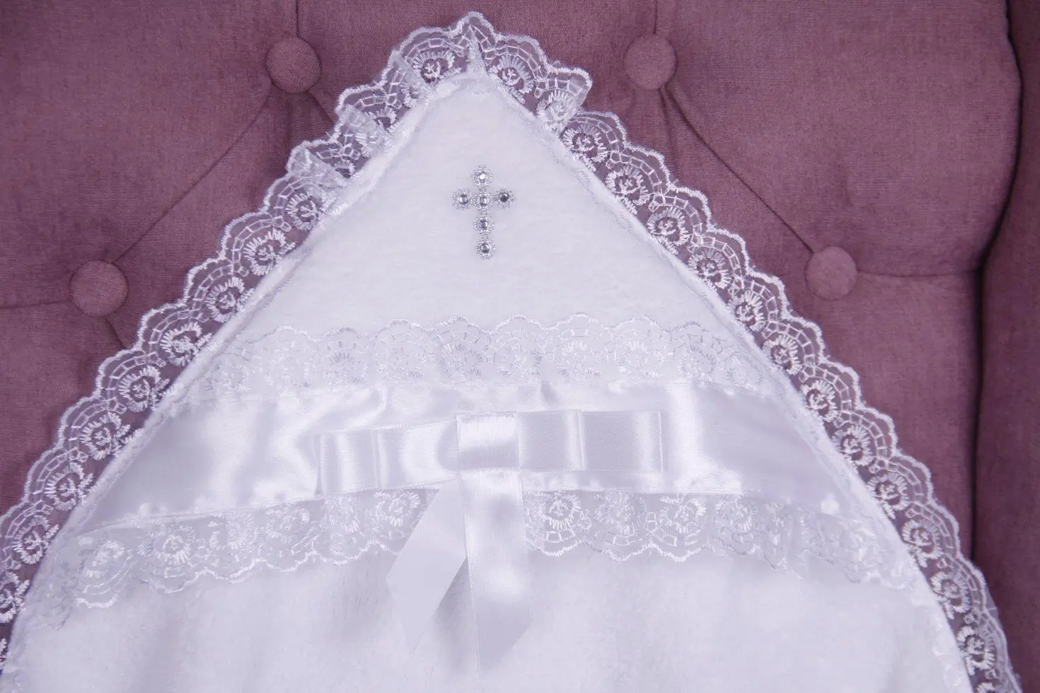 Шикарная крыжма для крещения Бантик, фото №5