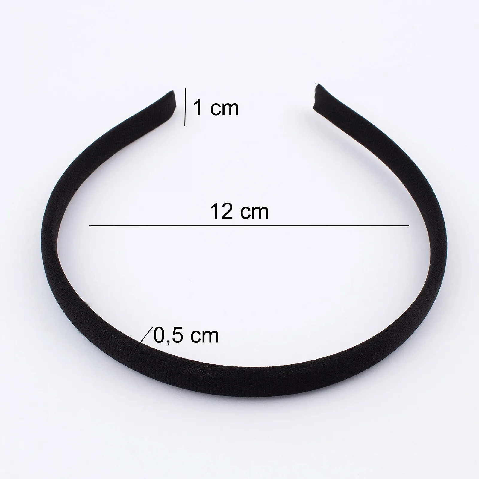 Обруч для волос ПВХ 1 см Lycra ткань Черный, фото №3