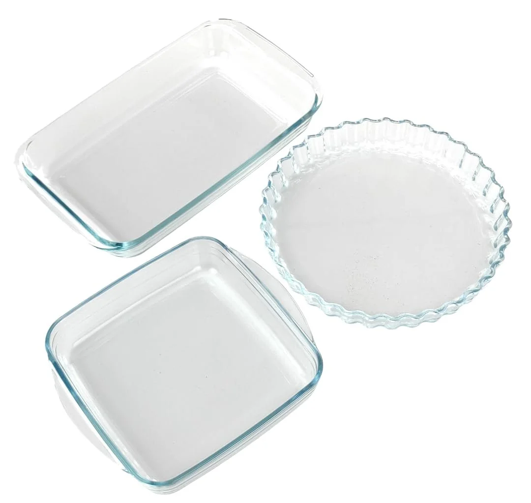 Форма для запекания стеклянная набор 3 предмета круглая малая прямоугольная квадратная, фото №1 Форма для запекания стеклянная набор 3 предмета круглая малая прямоугольная квадратная, фото №1