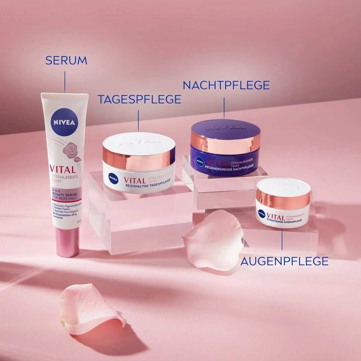 Денний крем NIVEA Vital Radiant Complexion живильний для зрілої шкіри з олією пелюсток троянди та кальцієм 50 ml, фото №5