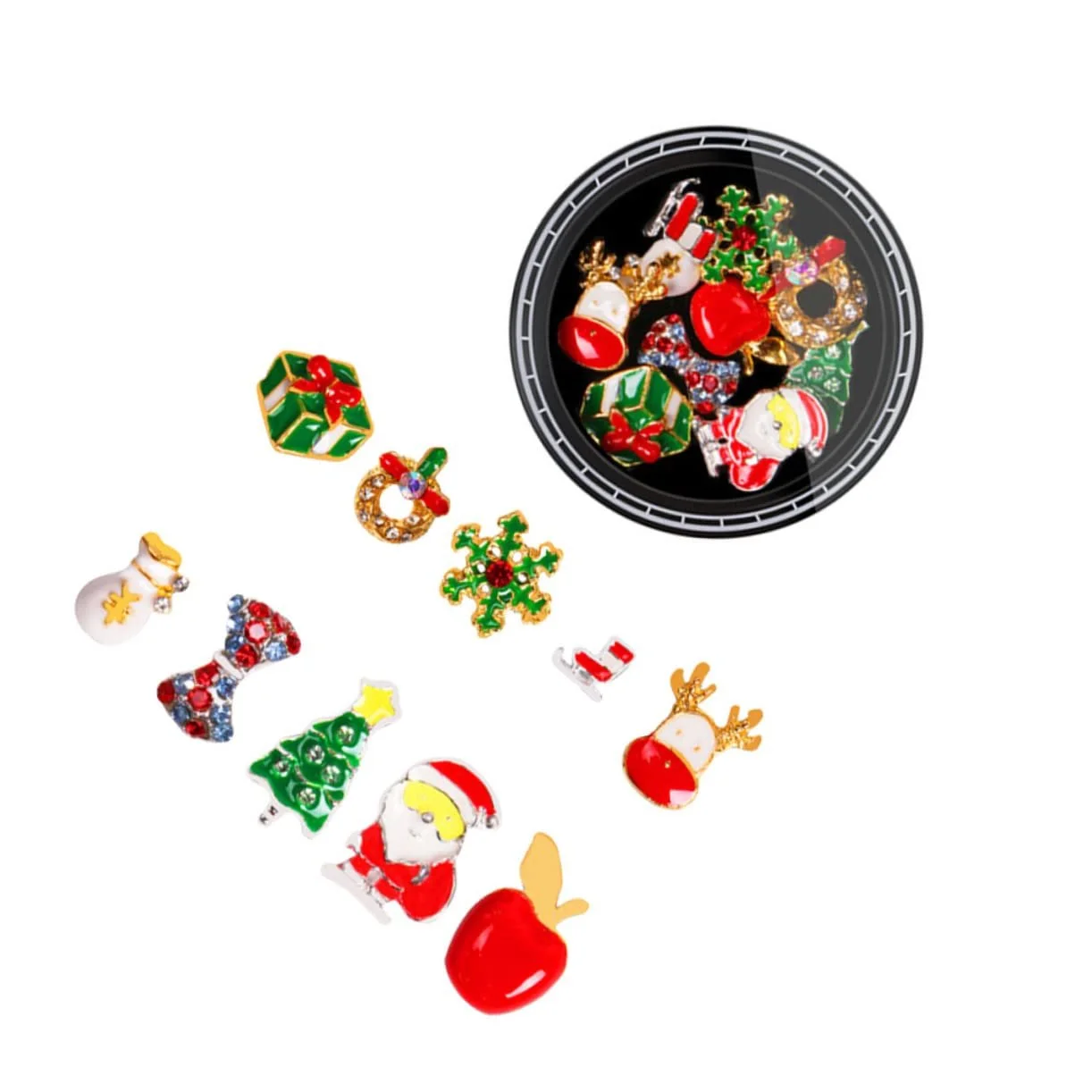 Украшения для ногтей FRCOLOR Рождественские 2 шт. Аксессуары для маникюра со сплавными заклепками Санта Клаус и снежинки Креативные украшения для ногтей для праздничных случаев, фото №6