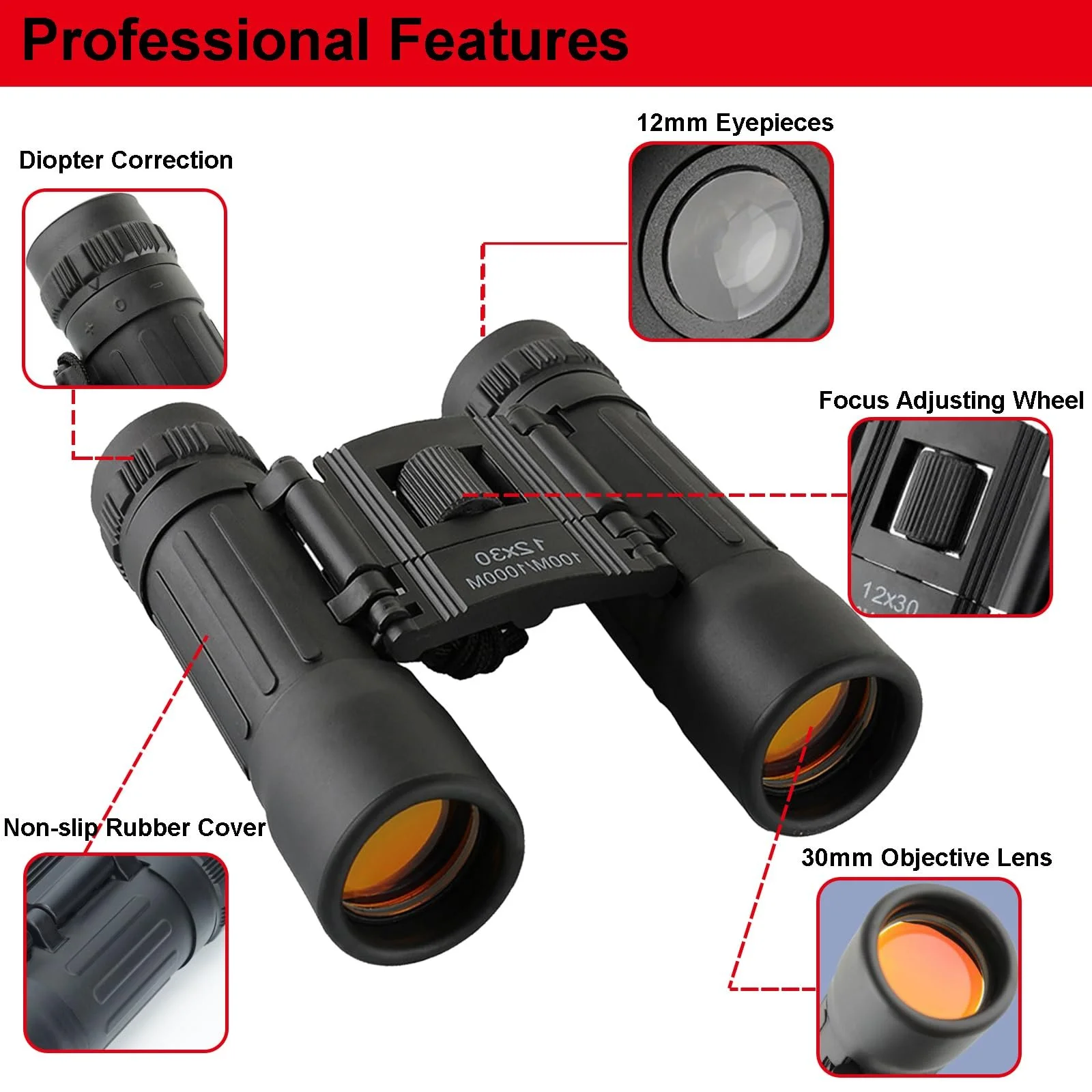 Міні-бінокль FLYAMAPIRIT 12 x 30 HD Складаний, фото №2