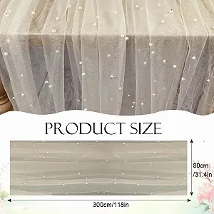 Ранер для столу Tulle with Pearls Mesh Boho Lace 80 x 300 см White synthetic.ua - Фото 1