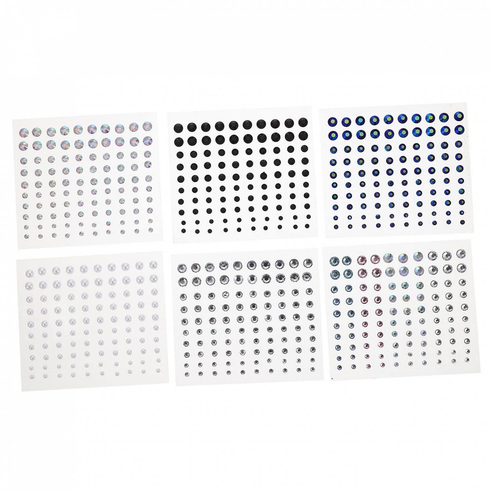 Наклейки стрази Mikinona 6 аркушів, самоклейні, діаманти, фото №1