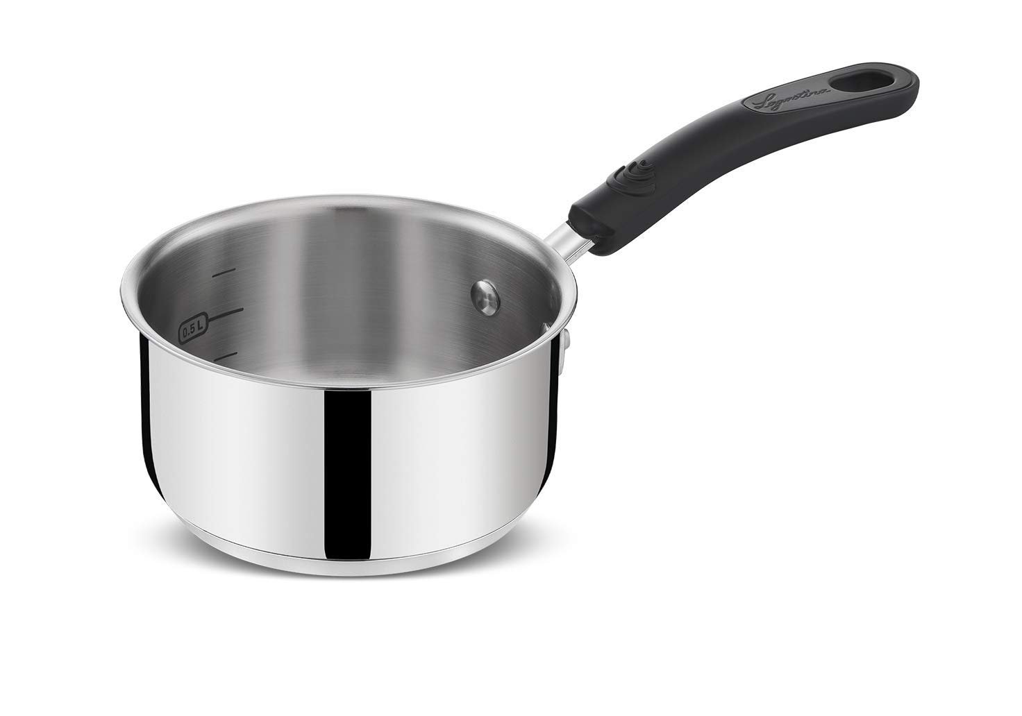 Кастрюля Lagostina Pratica 14 см с длинной ручкой для индукции нержавеющая сталь серая, фото №1