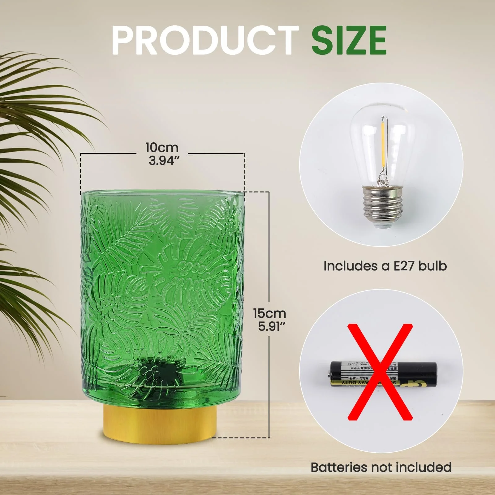 Настільна лампа Bonlux Бездротова Скло Зелена, фото №7