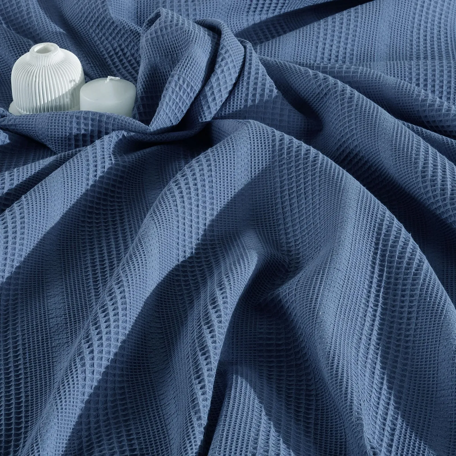 Покривало Elart Elegant Versatile, бавовняне літнє, легке та м'яке піке, ідеальне для сім'ї, блакитне, 210 x 230 см, фото №4
