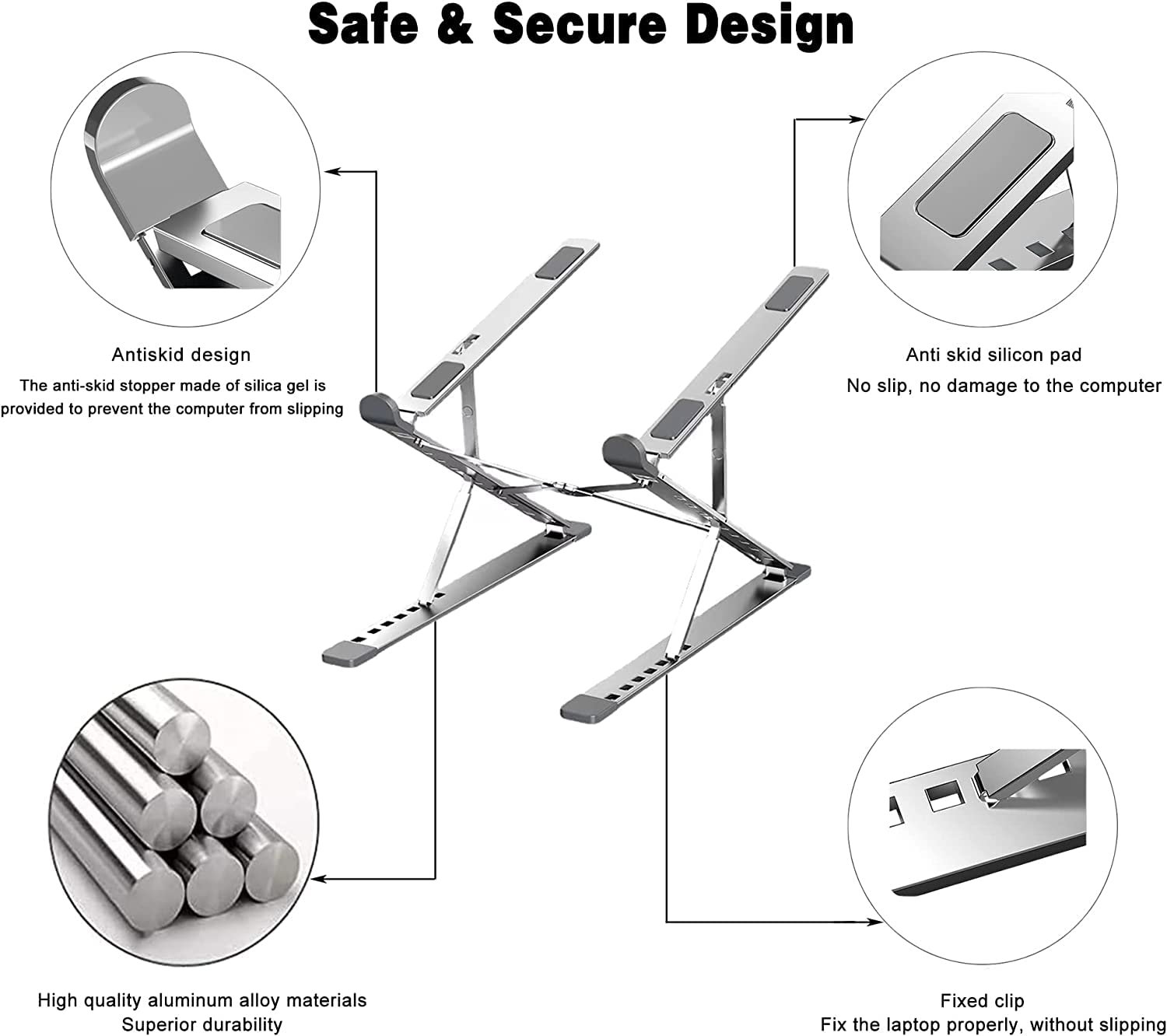 Подставка для ноутбука SHARKSPEED, 9+7 уровней, регулируемая по высоте, вентилируемая алюминиевая подставка, держатель для MacBook, Dell, Lenovo, 10-17.3 дюймовые ноутбуки, планшеты, нетбуки, фото №6