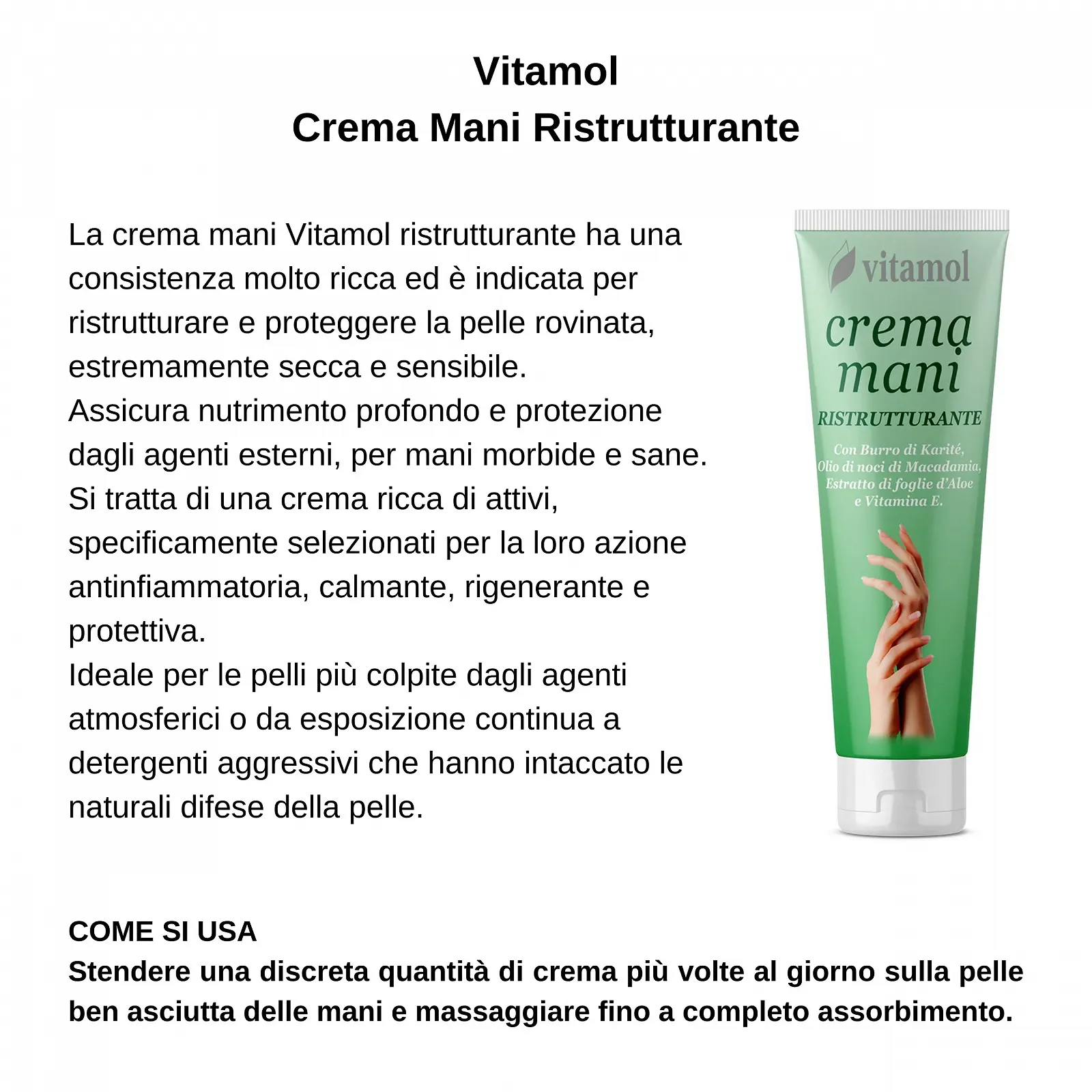 Крем для рук Vitamol Питательный Восстанавливающий для сухой и чувствительной кожи, 100 мл, фото №2
