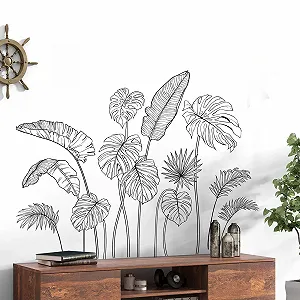 Настінна наклейка Supzone Тропічні рослини Чорна - Фото 1