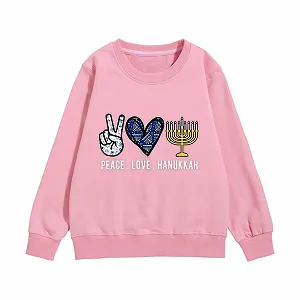 Теплый пуловер с круглым вырезом, длинными рукавами для детей с принтом -Менора- - Фото 1