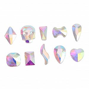 Стразы Плоские WOONEKY Смешанные формы для дизайна и украшения ногтей, 100 шт. - Фото 1