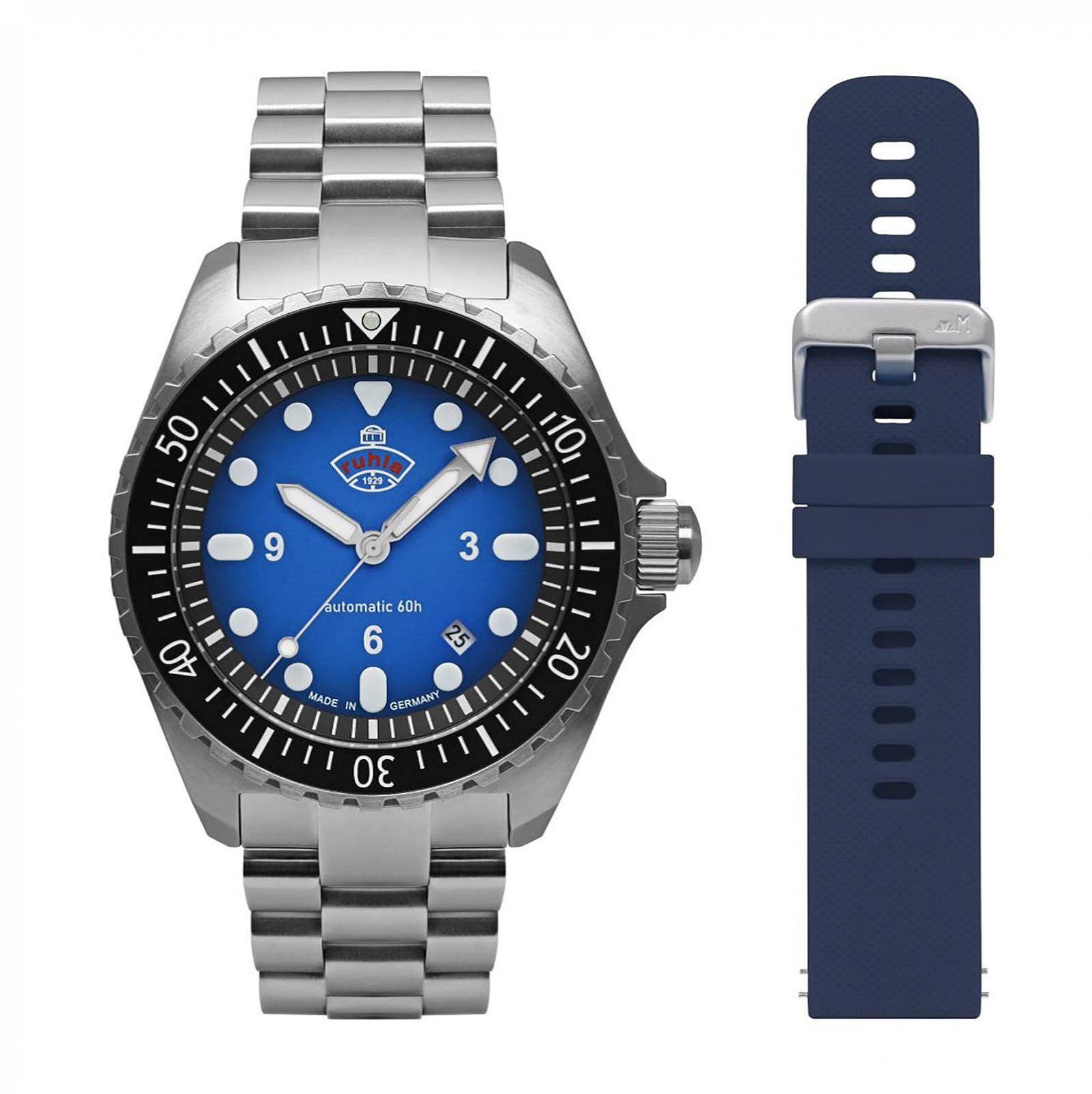 Чоловічий годинник Ruhla Diver 4960M3_Set Automatic Minentube Синій Змінний ремінець, браслет, фото №1