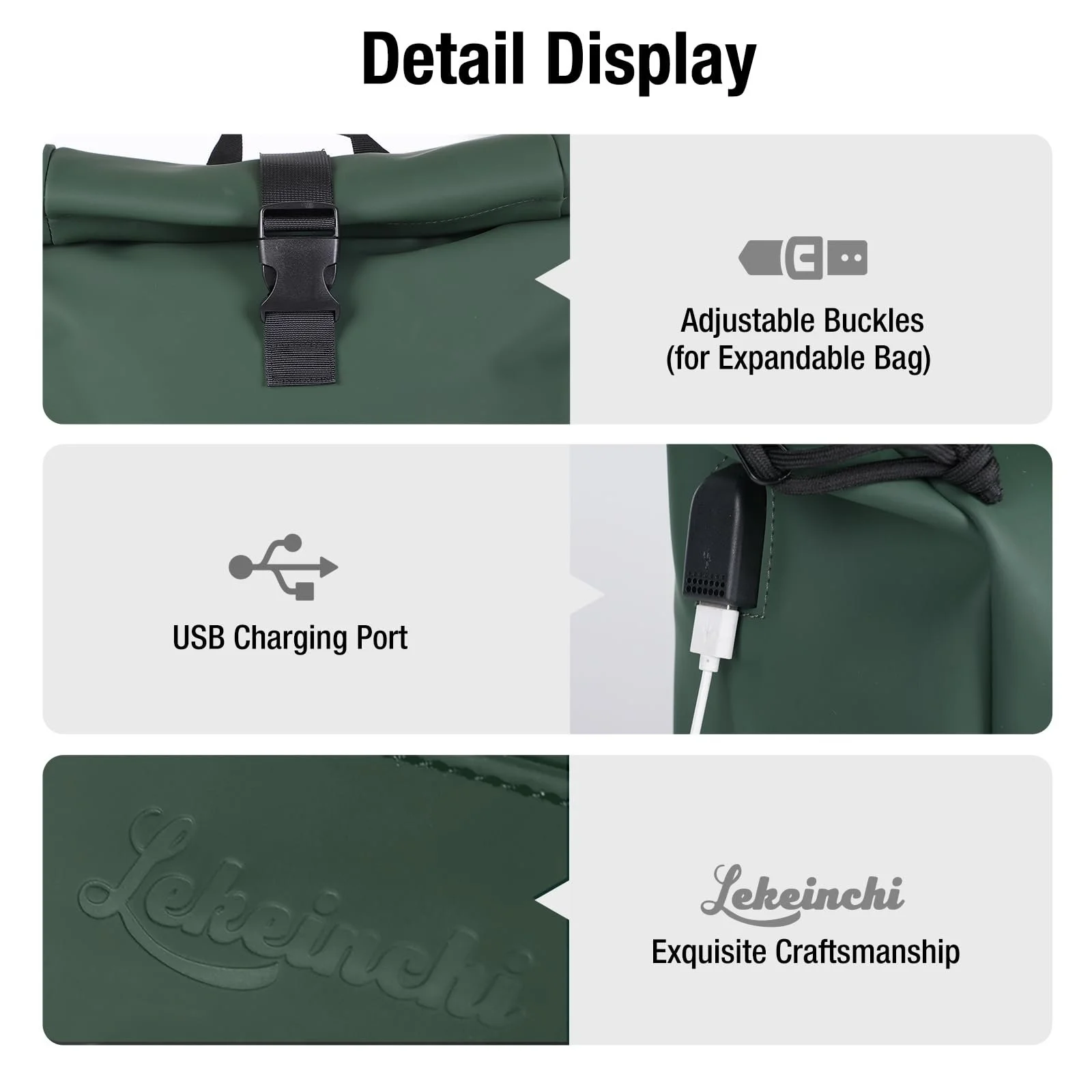 Рюкзак для ноутбука Roll-Top XL Waterproof Легкий Зеленый, фото №4 Рюкзак для ноутбука Roll-Top XL Waterproof Легкий Зеленый, фото №4