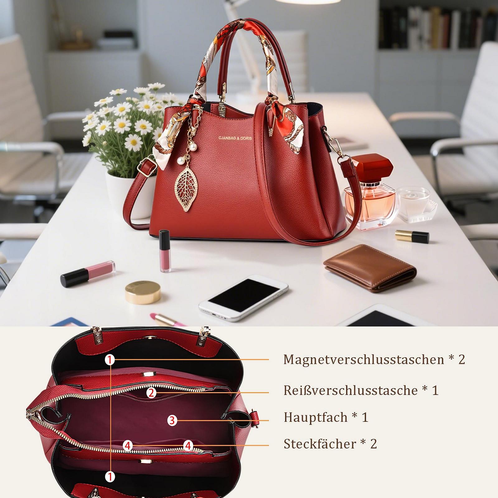 Сумка FORRICA, женская, с подвеской, элегантная, из искусственной кожи, красная, фото №5