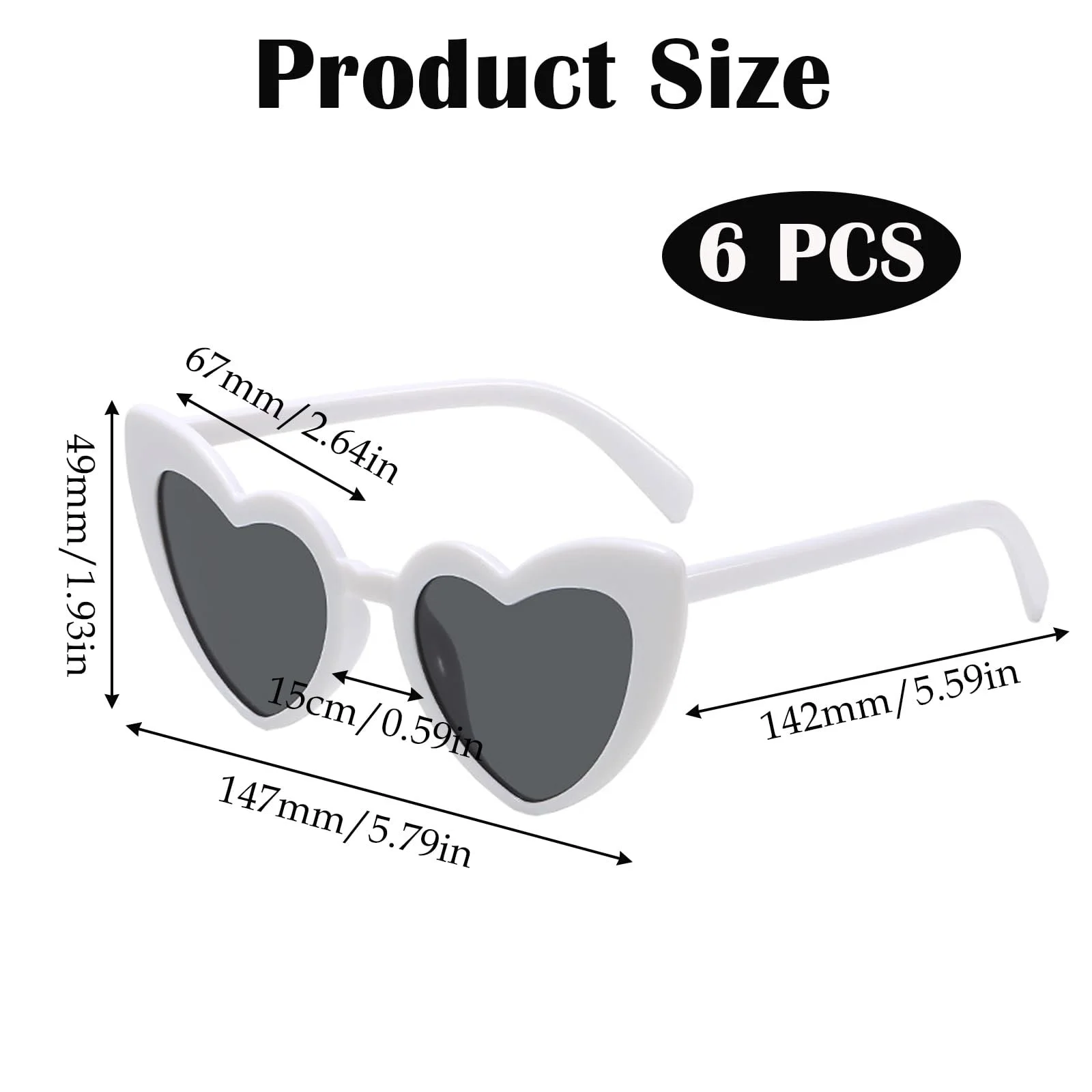 Солнцезащитные очки LIURFLNC Сердце Черный, Серый, Белый, 6 шт, фото №2