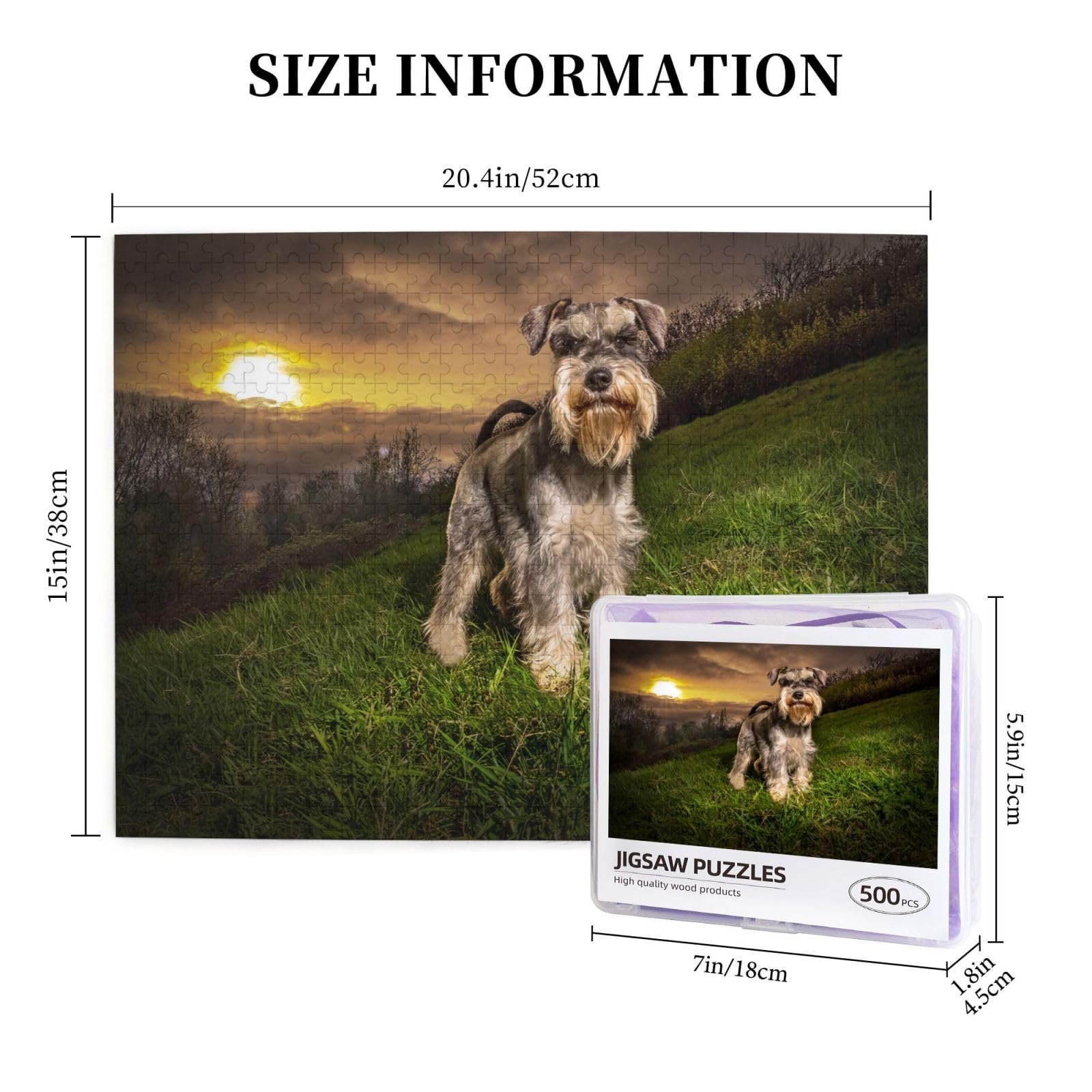 Пазл Schnauzer Sunset 500 деталей Деревянный 50 x 38 см, фото №5