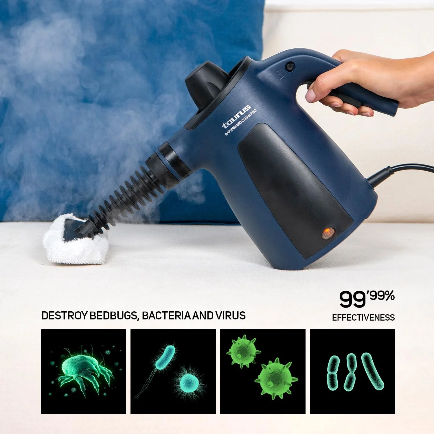 Пароочисник Taurus Rapidissimo Clean Pro 3 бар 350 мл Синій, фото №2