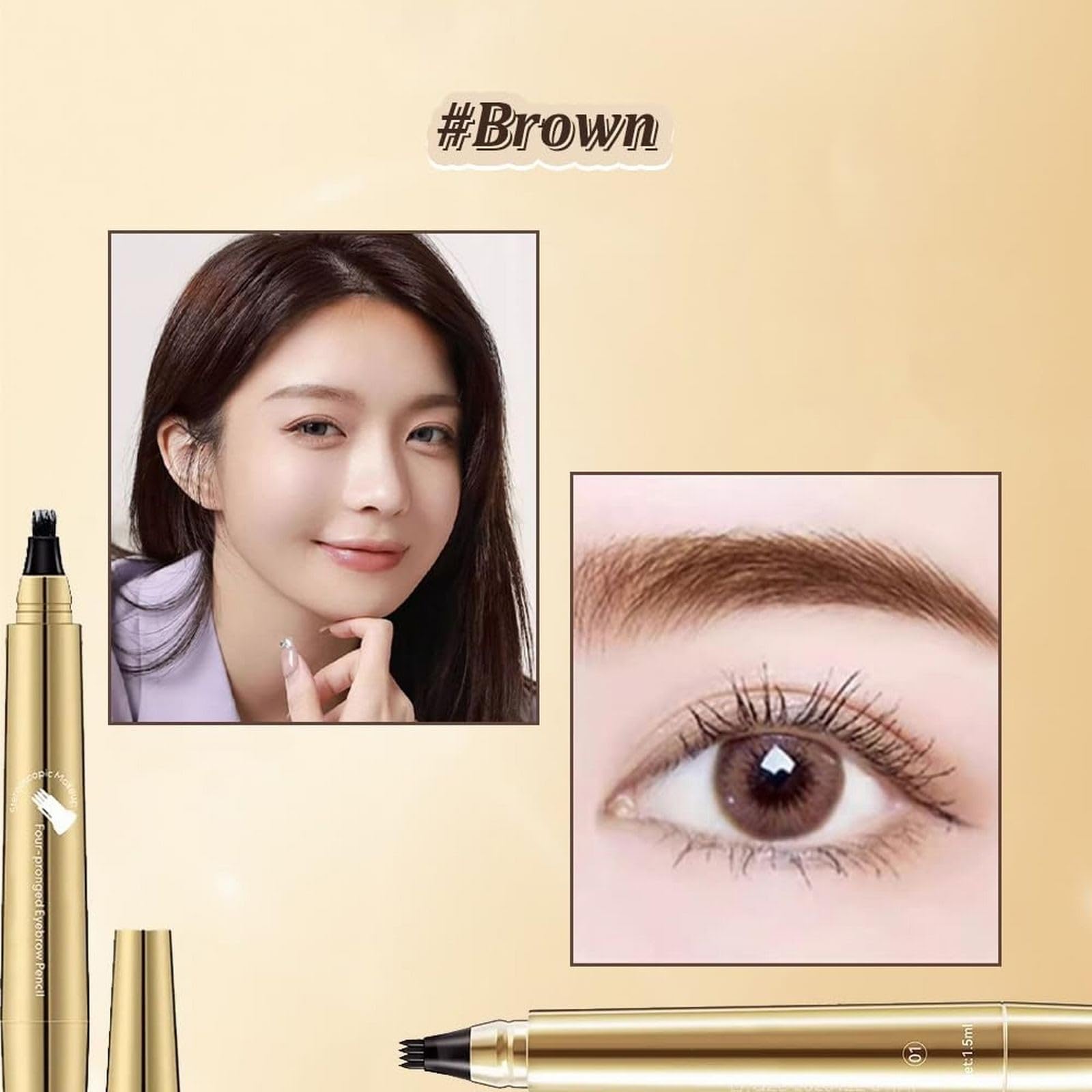 Щітка для брів 2024 4-головий спліт Стійкий олівець для брів 15 мл Коричневий Один розмір, фото №7