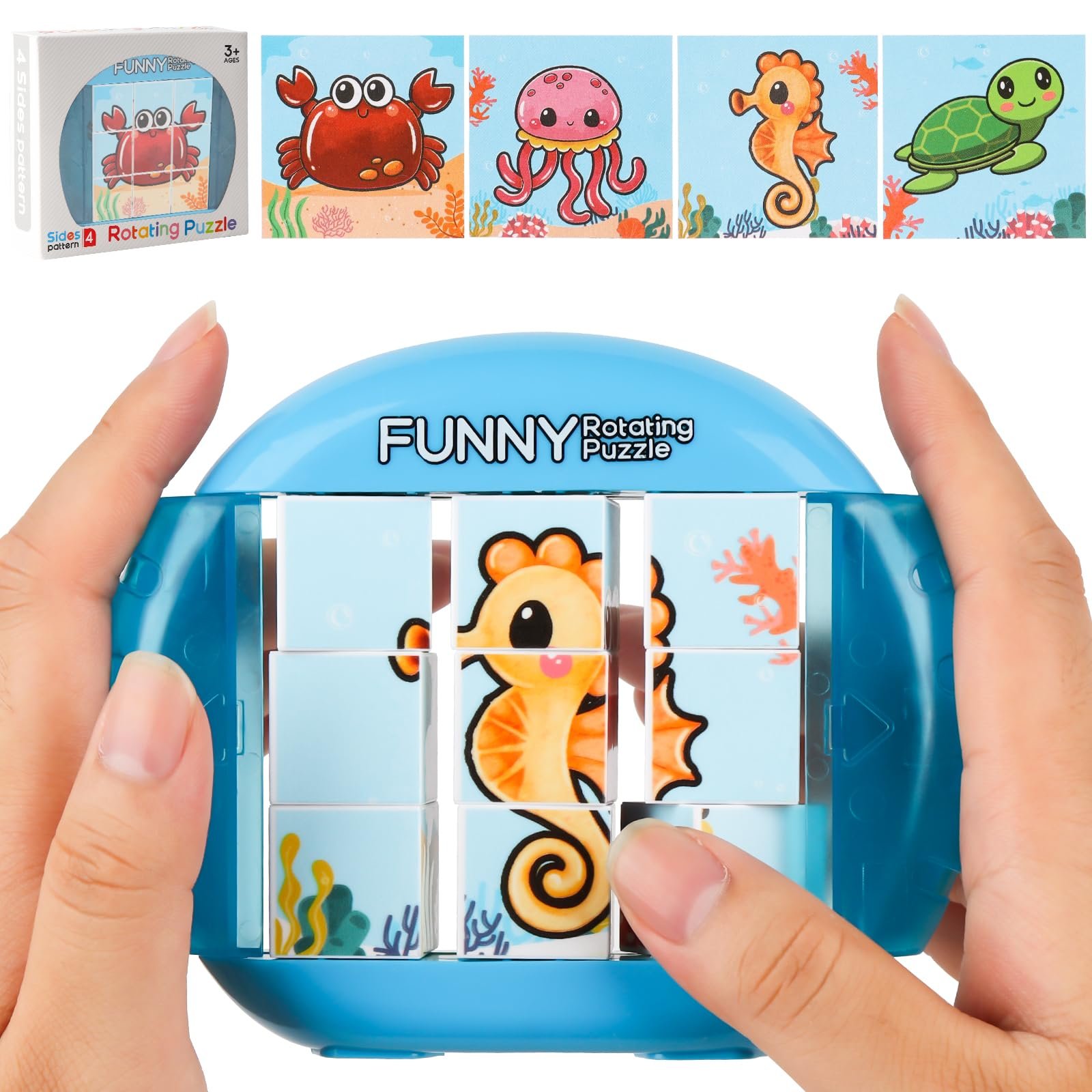 Пазл 3D 4-в-1 Montessori Sea Life 9 деталей, фото №1