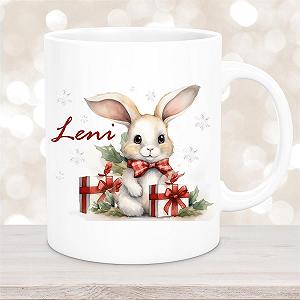 Дитяча Кружка Емаль Різдвяний Кролик Зірки з Іменем на вибір, Емаль synthetic.ua - Фото 1