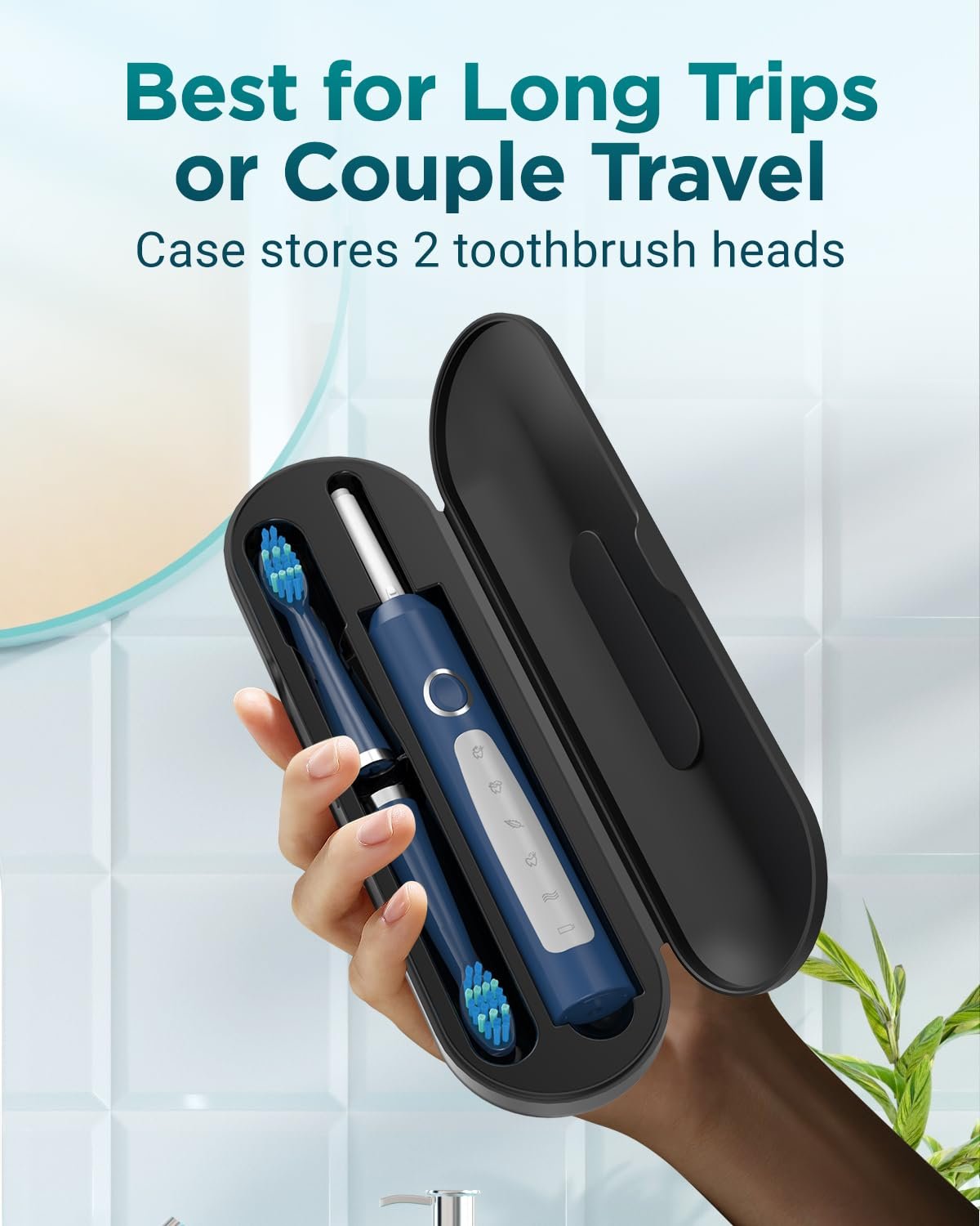 Зубная щетка COULAX Electric Sonic, электрическая, звуковая для взрослых, 8 насадок, 5 режимов, IPX7, ультразвуковая, темно-синяя, фото №6