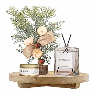 Купить Деревянный поднос круглый для свечей в деревенском стиле. - Фото 1 Деревянный поднос круглый для свечей в деревенском стиле. - Фото 1