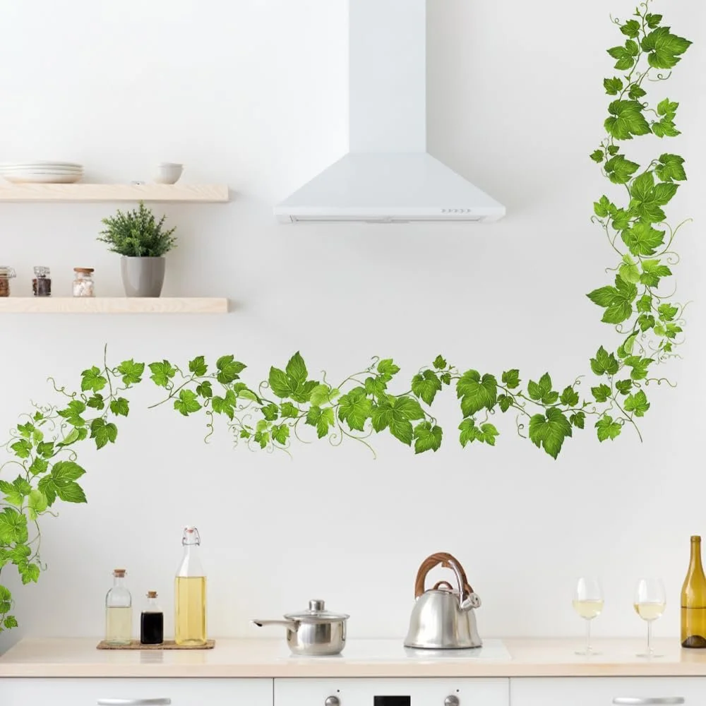 Наклейка на стіну milaosk Плющ та листя 1.74 м Зелений, фото №1