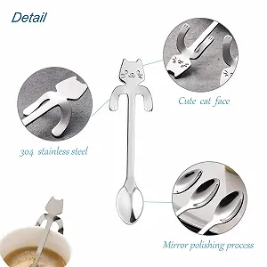 Ложка Кофейная В Форме Кота 6 шт серебристый synthetic.ua - Фото 1