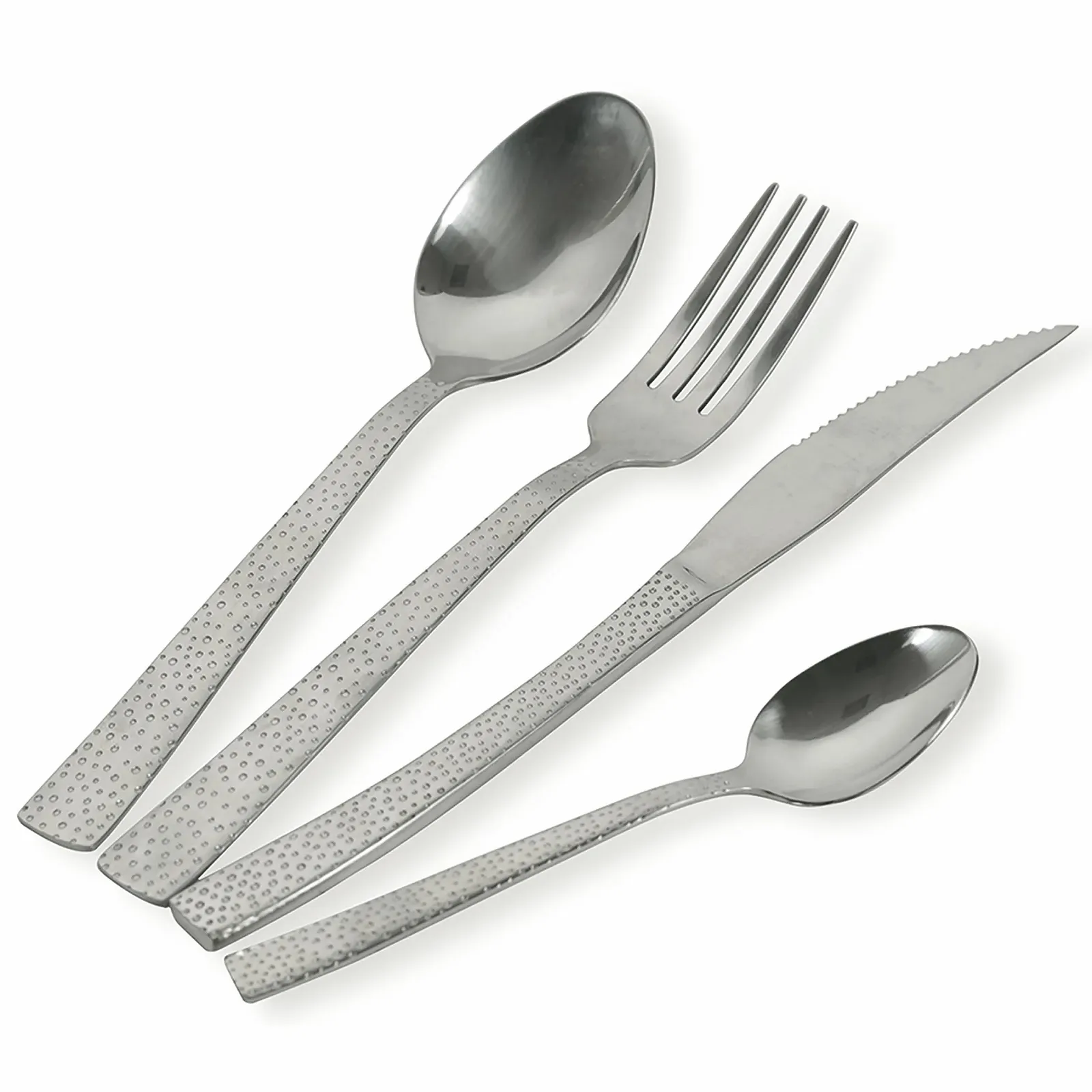 Набор столовых приборов Villa d'Este Home Tivoli, 24 предмета, нержавеющая сталь, кованый, серебристый матовый камень, фото №2