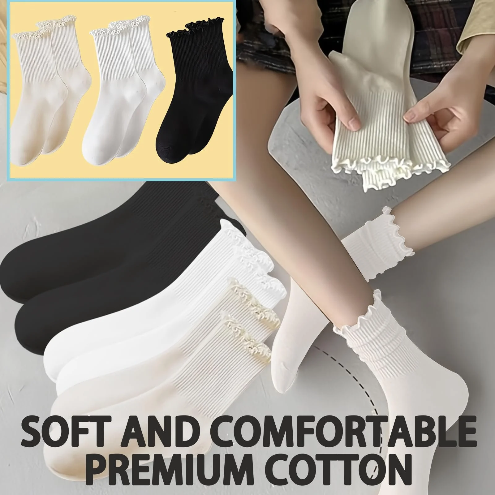 Комплект шкарпеток з рюшами (6 пар), розмір 35-39, фото №6