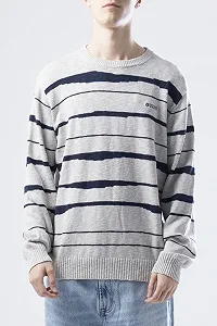 Мужской свитер GUESS с полосами Серо-синий - L - Фото 1
