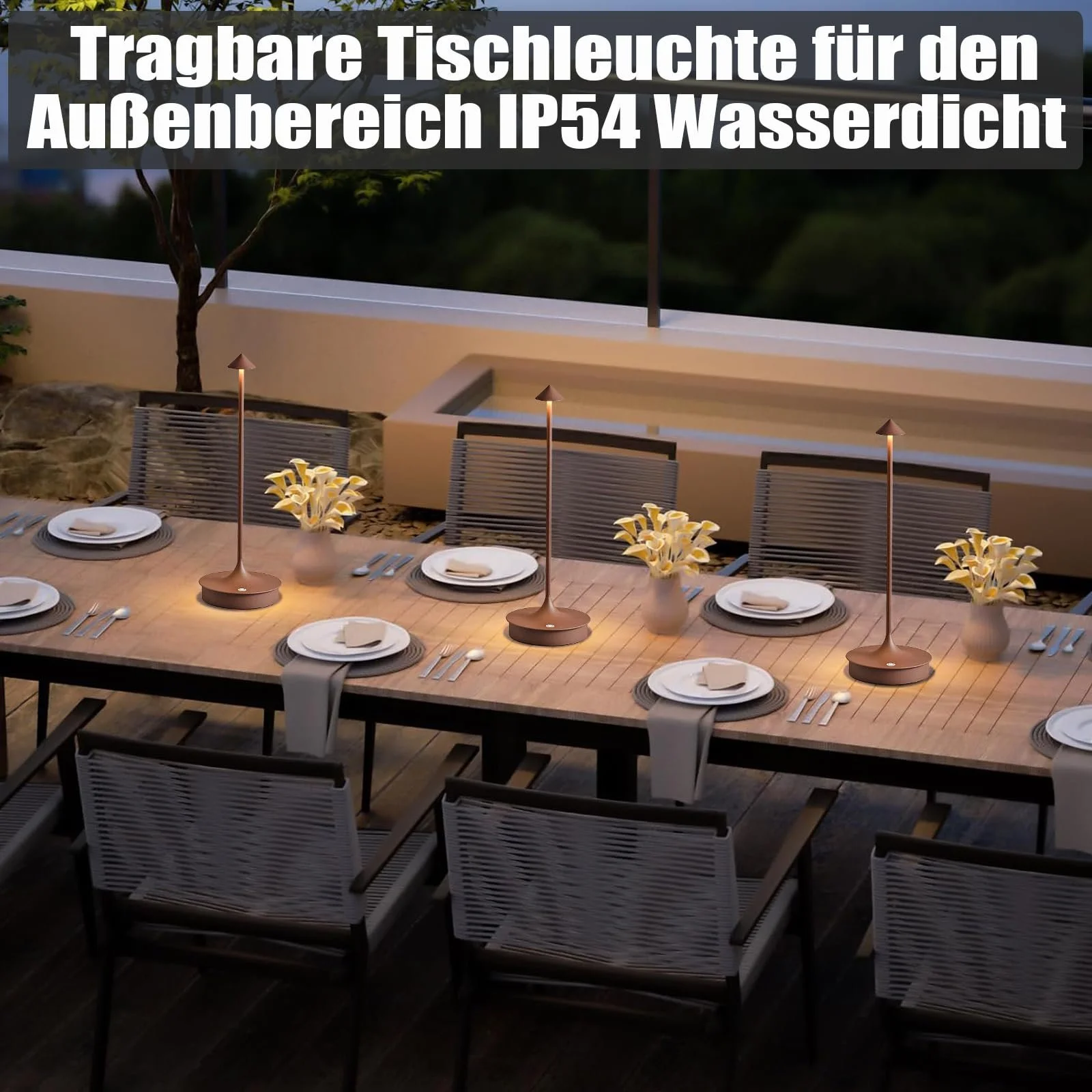 Настольная лампа Leomix LED беспроводная аккумуляторная 4000 мАч сенсорная диммируемая IP54, фото №6