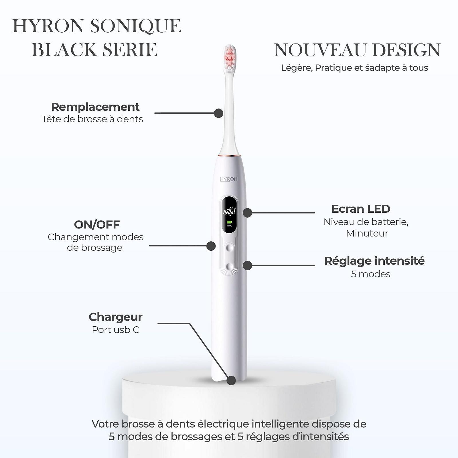 Електрична Зубна Щітка HYRON Pro Звукова 5 Режимів Білий, фото №4